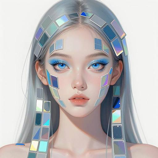 Enchanting Tile-Adorned Woman Portrait