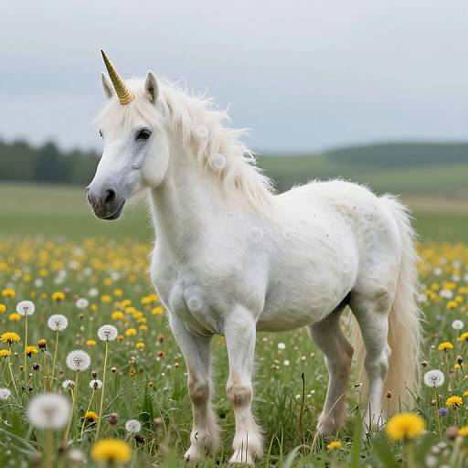 Ethereal Unicorn in Wildflower Field