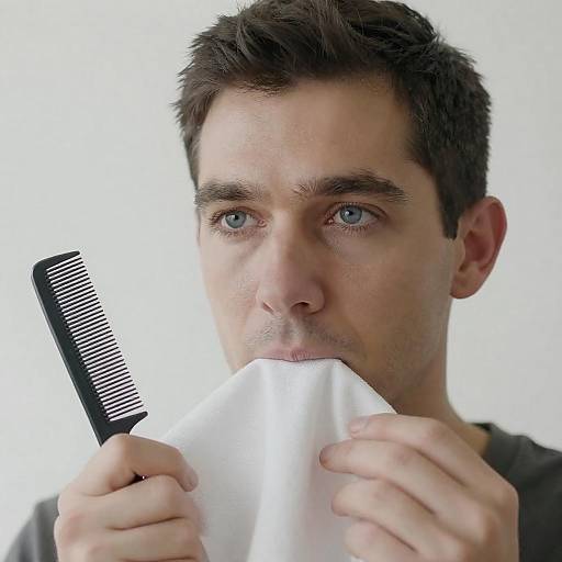 Man with Comb and Fabric Portrait