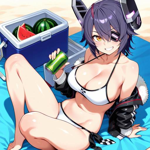 Cute Girl in Bikini with Watermelon