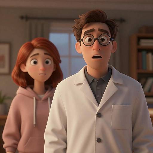 Surprised Scientist and Curious Friend CGI