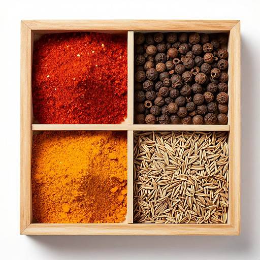Wooden Spice Box with Colorful Spices