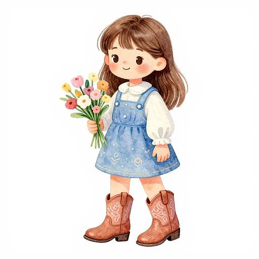 Whimsical Girl with Cowboy Boots