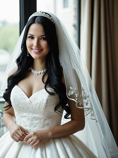 Bride in Elegant White Ball Gown
