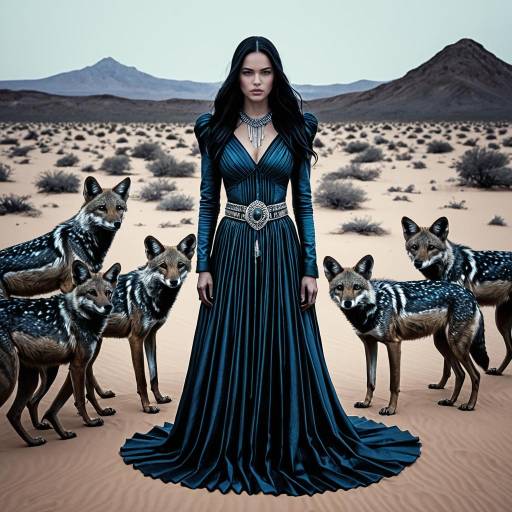Mystical Desert Lady with Jackals