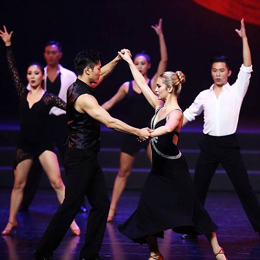 Dynamic Dance Duo in Colorful Spotlight