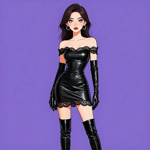 Edgy Elegant Woman in Leather Dress