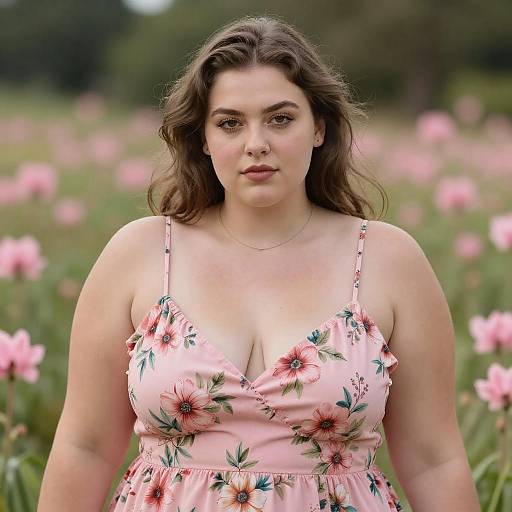 Portrait of Plus Size Woman in Floral Dress