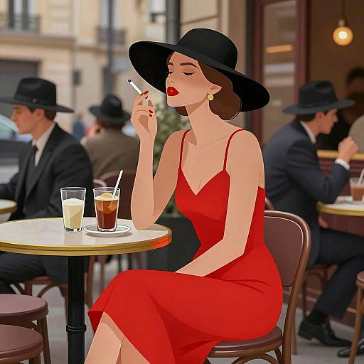 Elegant Woman at Urban Café Scene