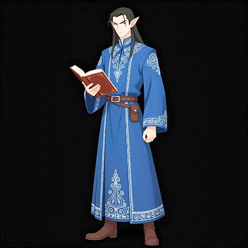 Serious Male Elf in Dark Robe