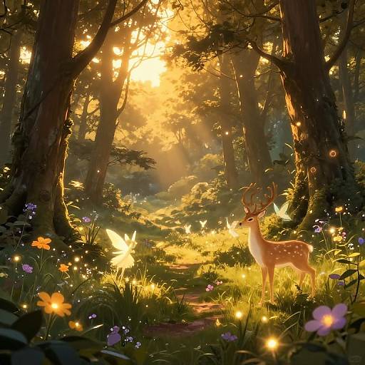 Enchanted Forest Glade at Sunset