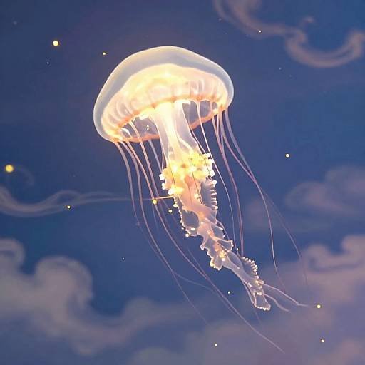 Glowing Jellyfish in Dreamlike Sky