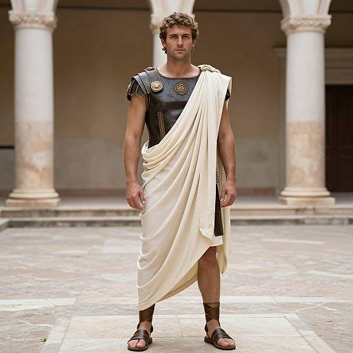 Authentic Roman Toga in Courtyard