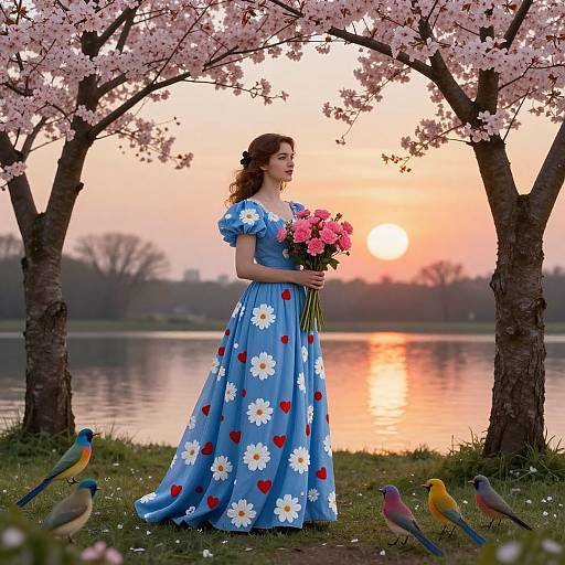 Serene Elegance in Blossoming Landscape