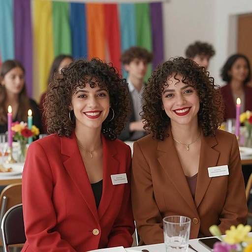 Cheerful Women at Colorful Party Table