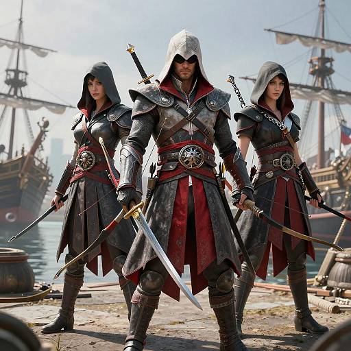 Assassin's Creed Cosplay Trio at Harbor