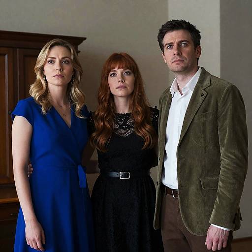 Three Serious Adults Standing Indoors