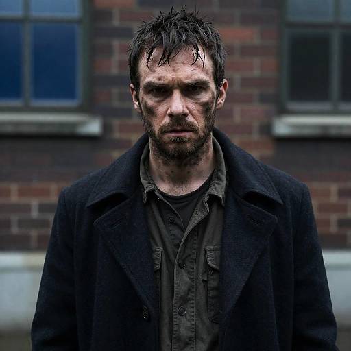 Intense Portrait of a Disheveled Man