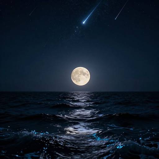 Glowing Moonlit Ocean Nightscape