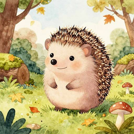 Gentle Hedgehog in Whimsical Forest