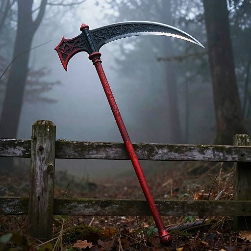Misty Dawn with Red Scythe