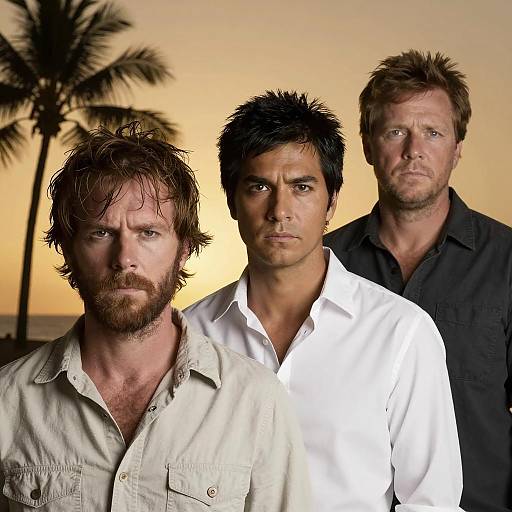 Intense Expressions Beneath a Tropical Sunset