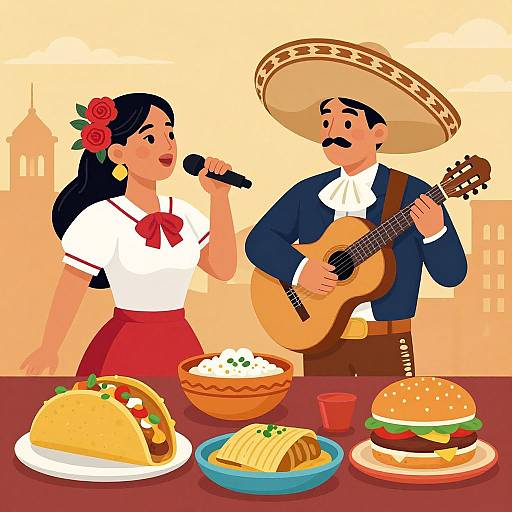 Vibrant Mexican Mariachi Duo Scene