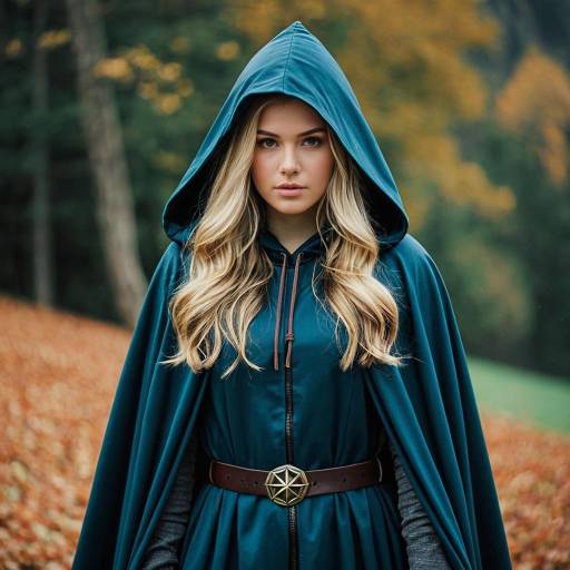 Woman in Blue Hooded Wizard Costume