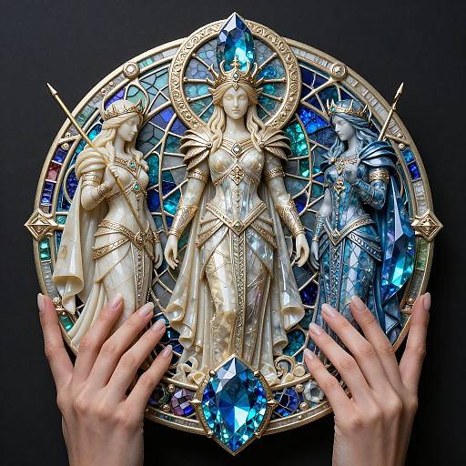 Ornate Valkyrie Stained Glass Ornament