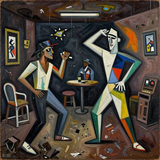Cubist Renaissance Hip Hop Basement Scene