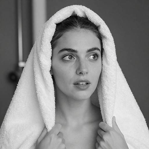 Surprised Woman in Black-and-White