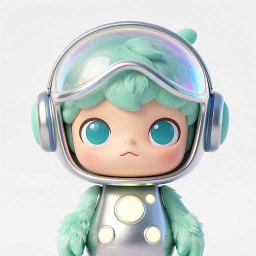 3D Adorable Alien with Holographic Helmet