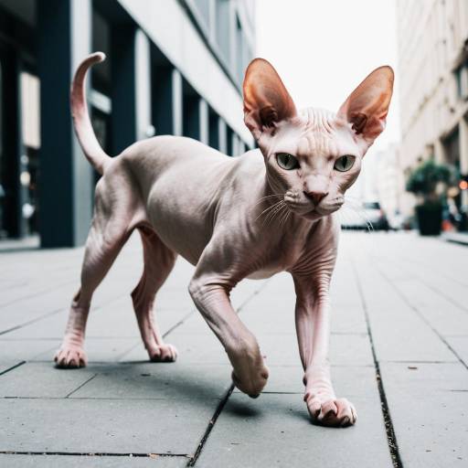 Sphynx Cat Walking on Urban Street