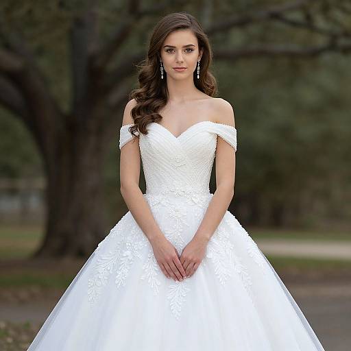 Elegant White Ball Gown Prom Portrait