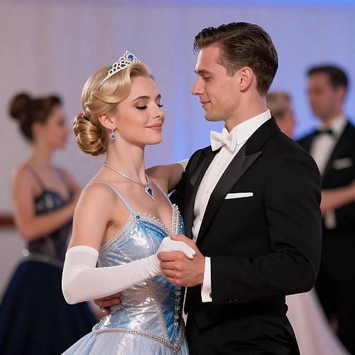 Elegant Couple Dancing in Formal Attire