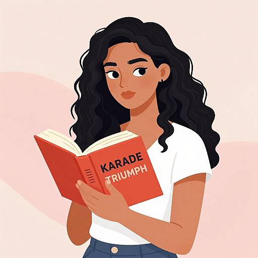 Confident Woman Reading Red Book