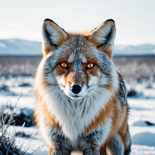 Wild Tundra Fox in Snowy Landscape