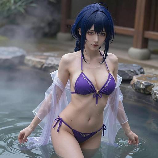 Enchanting Sorceress in Hot Spring