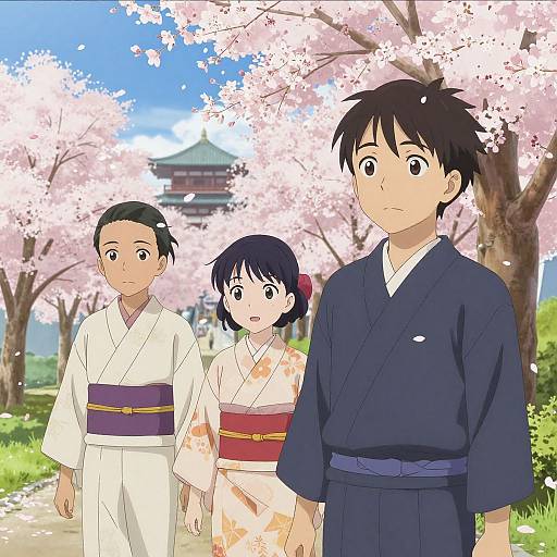 Serene Anime Cherry Blossom Park