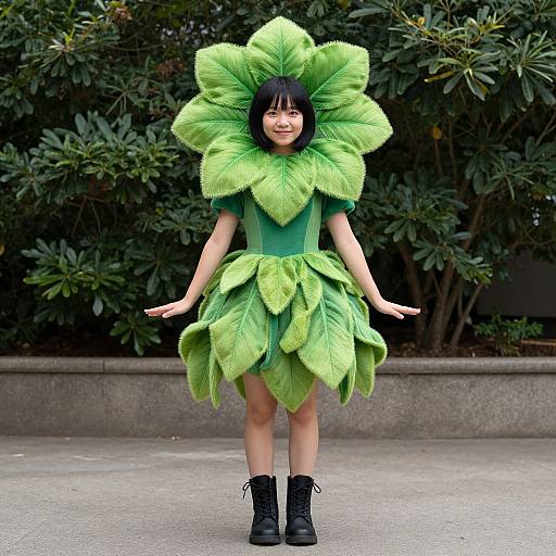 Crazy Plant Girl Costume Outdoors