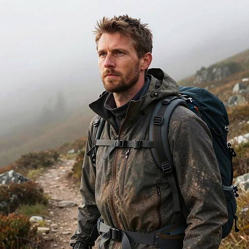 Rugged Mountain Hiker Morning Portrait