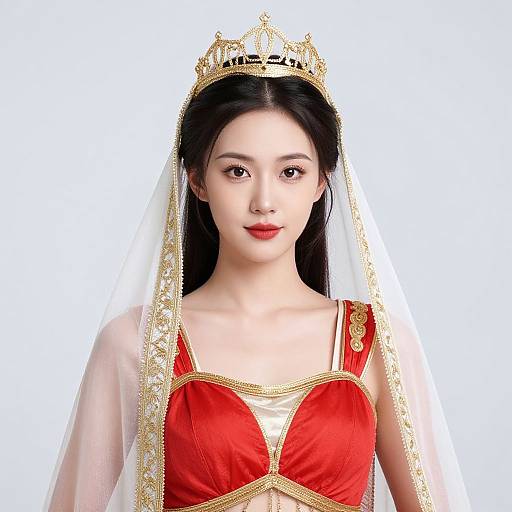 Regal Woman in Red and Gold