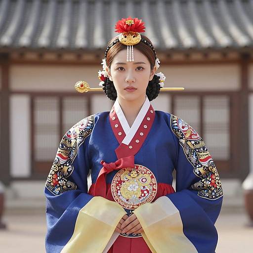 Young Woman in Traditional Korean Attire