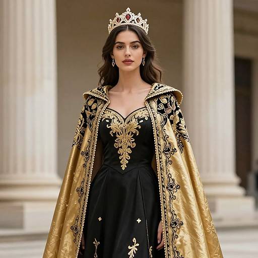 Regal Woman in Black and Gold
