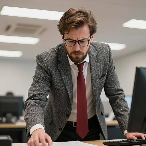Concerned Man in Office Setting