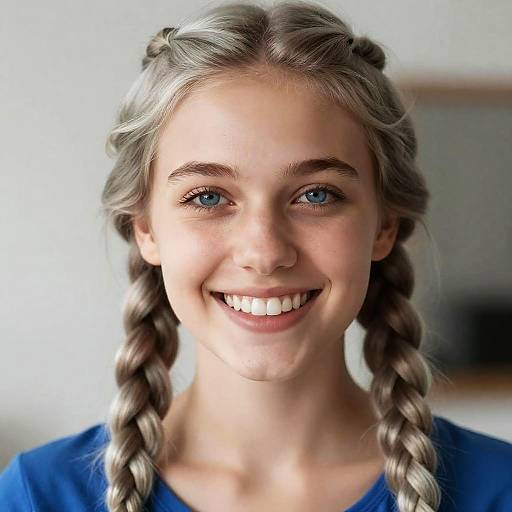 Smiling Young Woman with Braided Hair