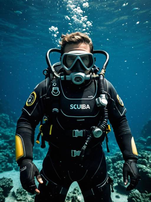 Scuba Diver Underwater with Full Gear