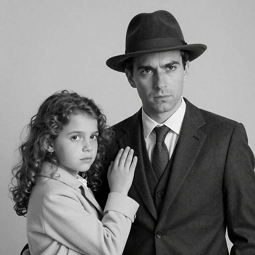 Vintage Style Portrait of Man and Young Girl