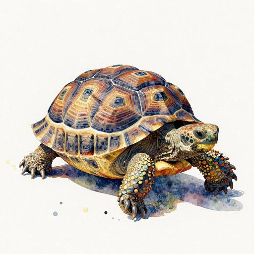 Tranquil Jewel-Toned Tortoise Illustration