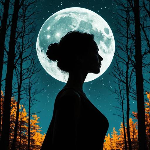 Fluorescent Horizon with Moon Goddess Silhouette